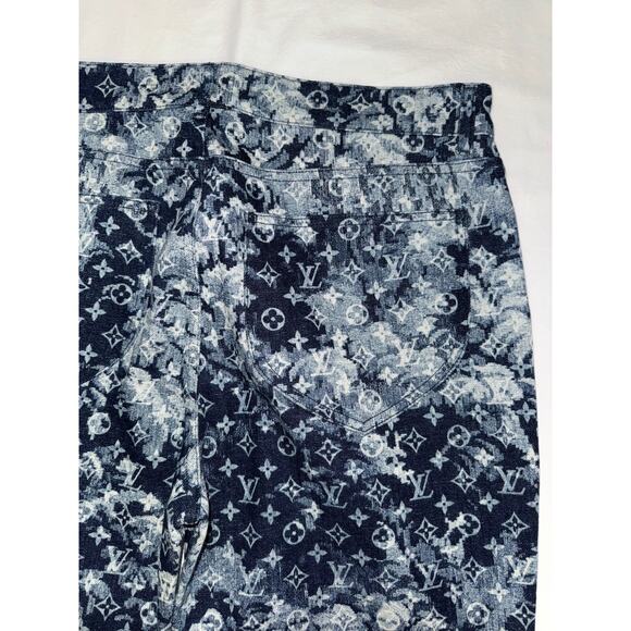 Louis Vuitton Tapestry Regular Denim Blue Monogram Logo Jeans Pants 32 - Picture 10 of 15
